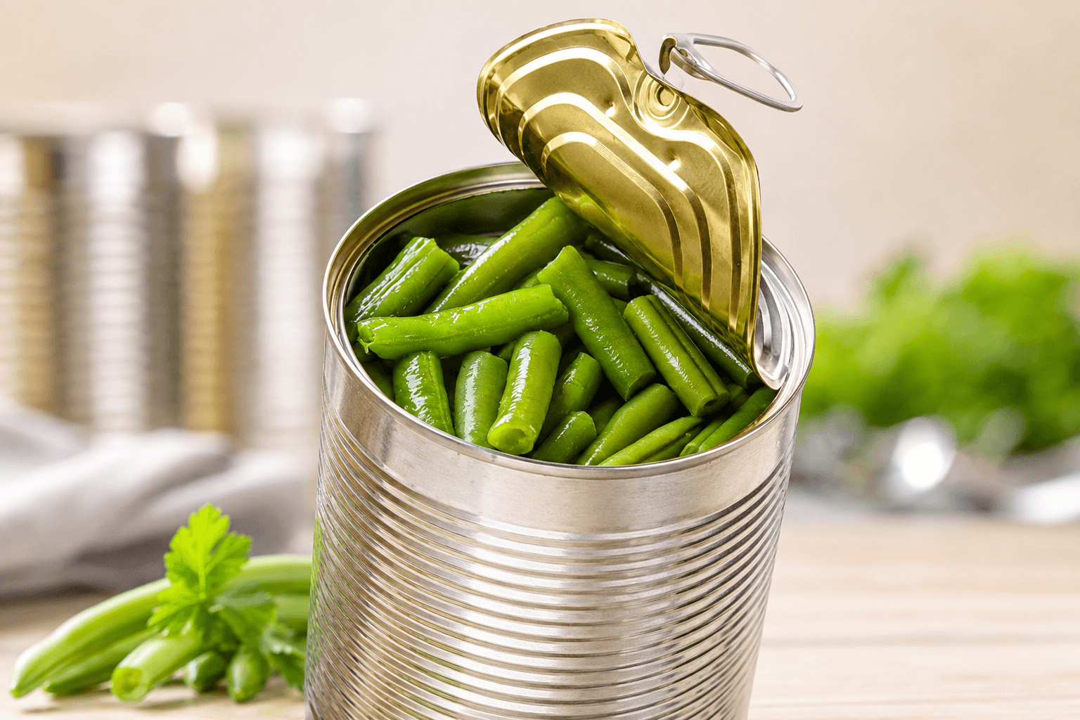 2 boîtes de conserves d'haricots verts proches de dates de péremption