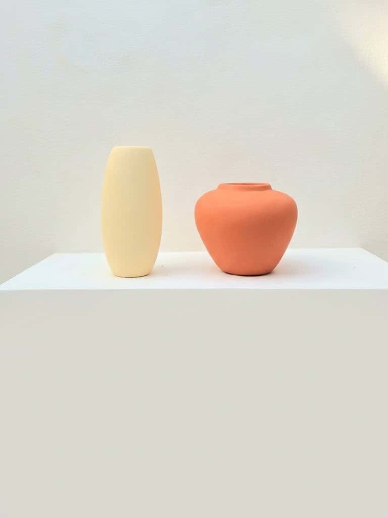 Lot de 2 Vases Décoratifs Crème et Corail