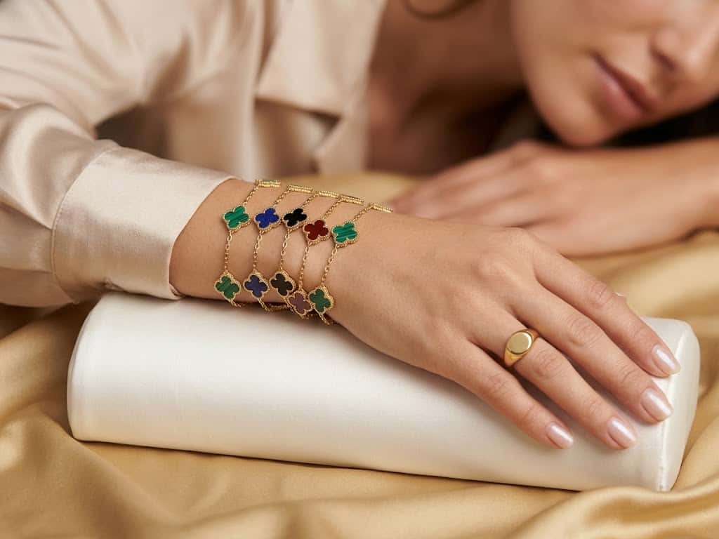 Bracelet Doré Motif Trèfle à Quatre Feuilles – Plusieurs Couleurs