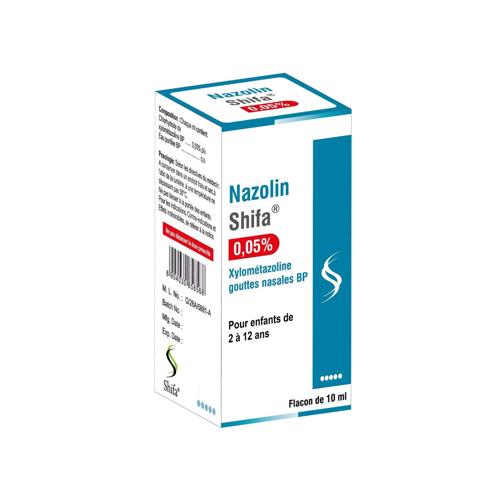 NAZOLINE XYLOMETAZOLINE SHIFA 0.05% E/ 10ml