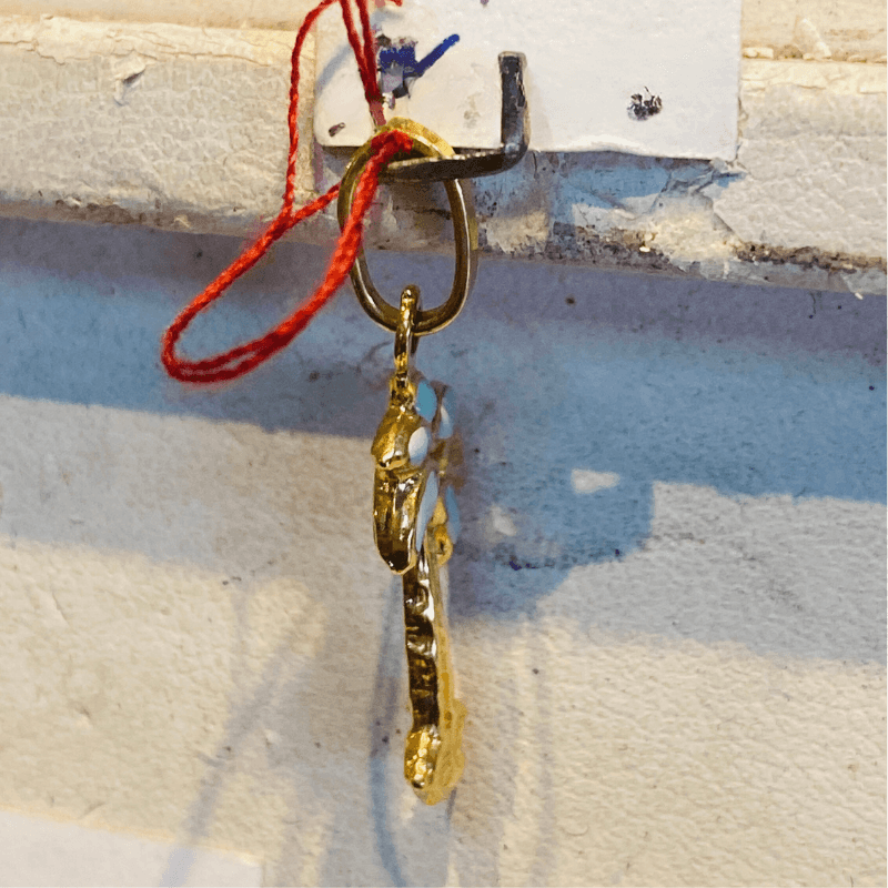 Pendentif cocotier turquoise email