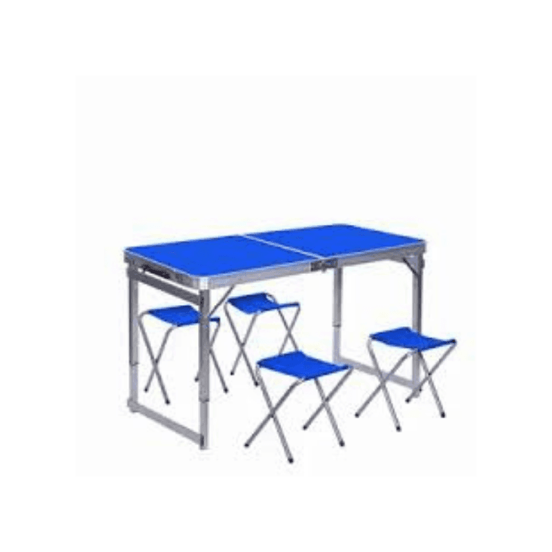Table Pliable Bleue avec 4 Chaises