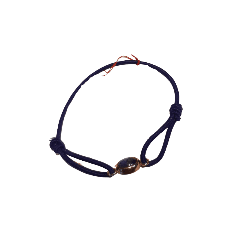 Bracelet or cordon saphir bleu ovale